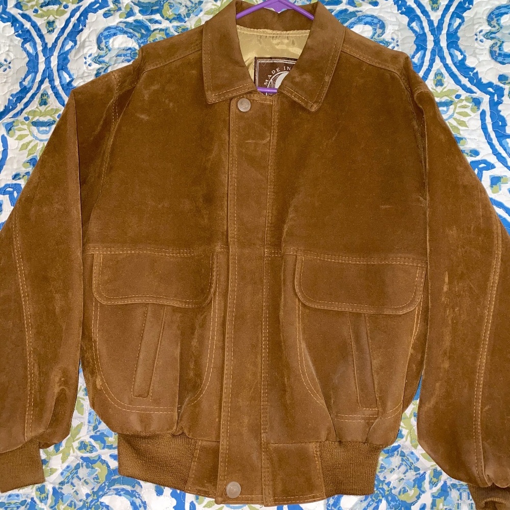 Suede Leather Bomber Jacket